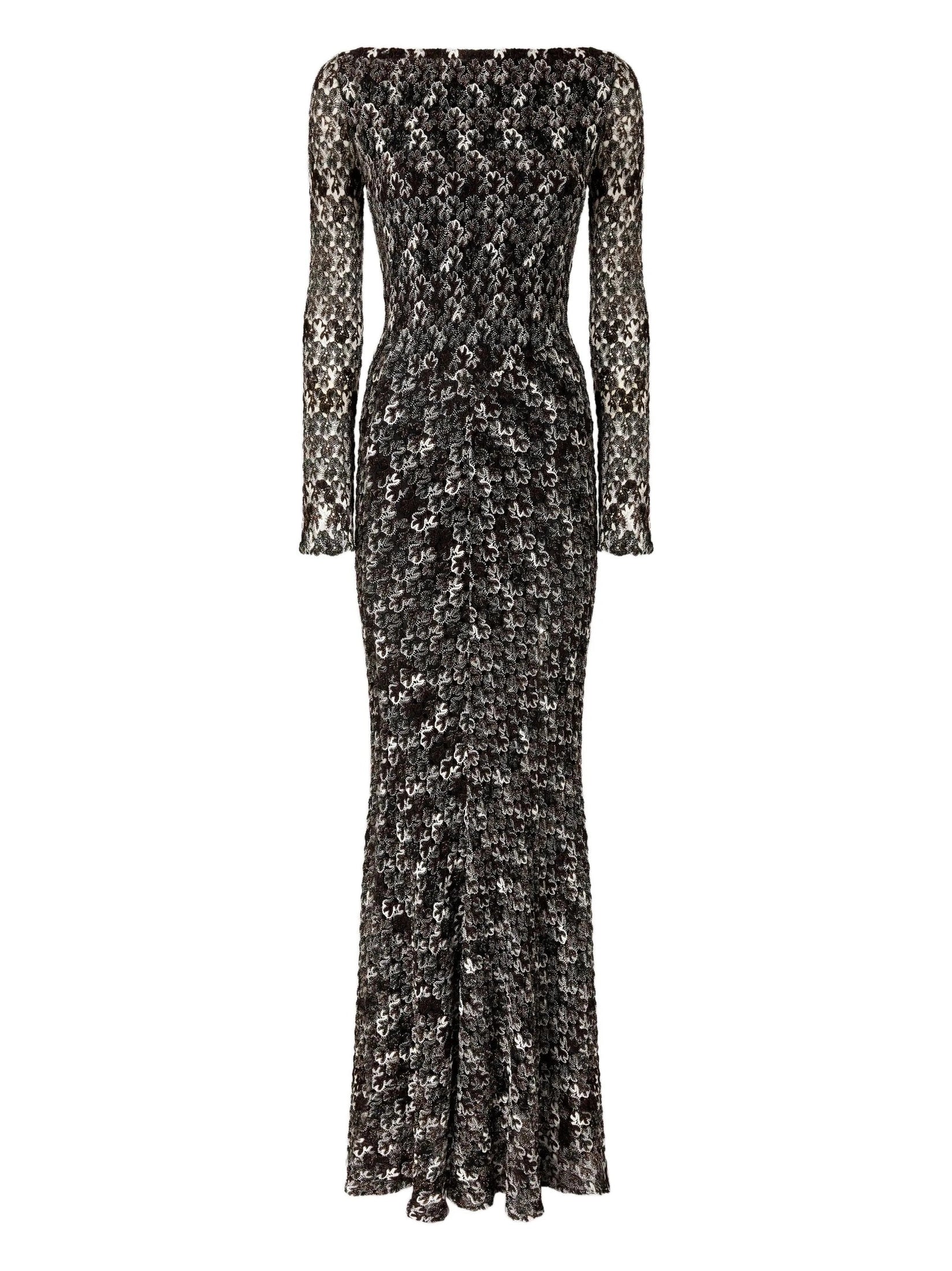 Long dress in embroidered lace