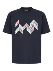 Short sleeve t-shirt with flame zigzag insert and logo