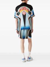 GRAPHIC MOUNTAIN SHORT SLEEVE SILK SHIRT