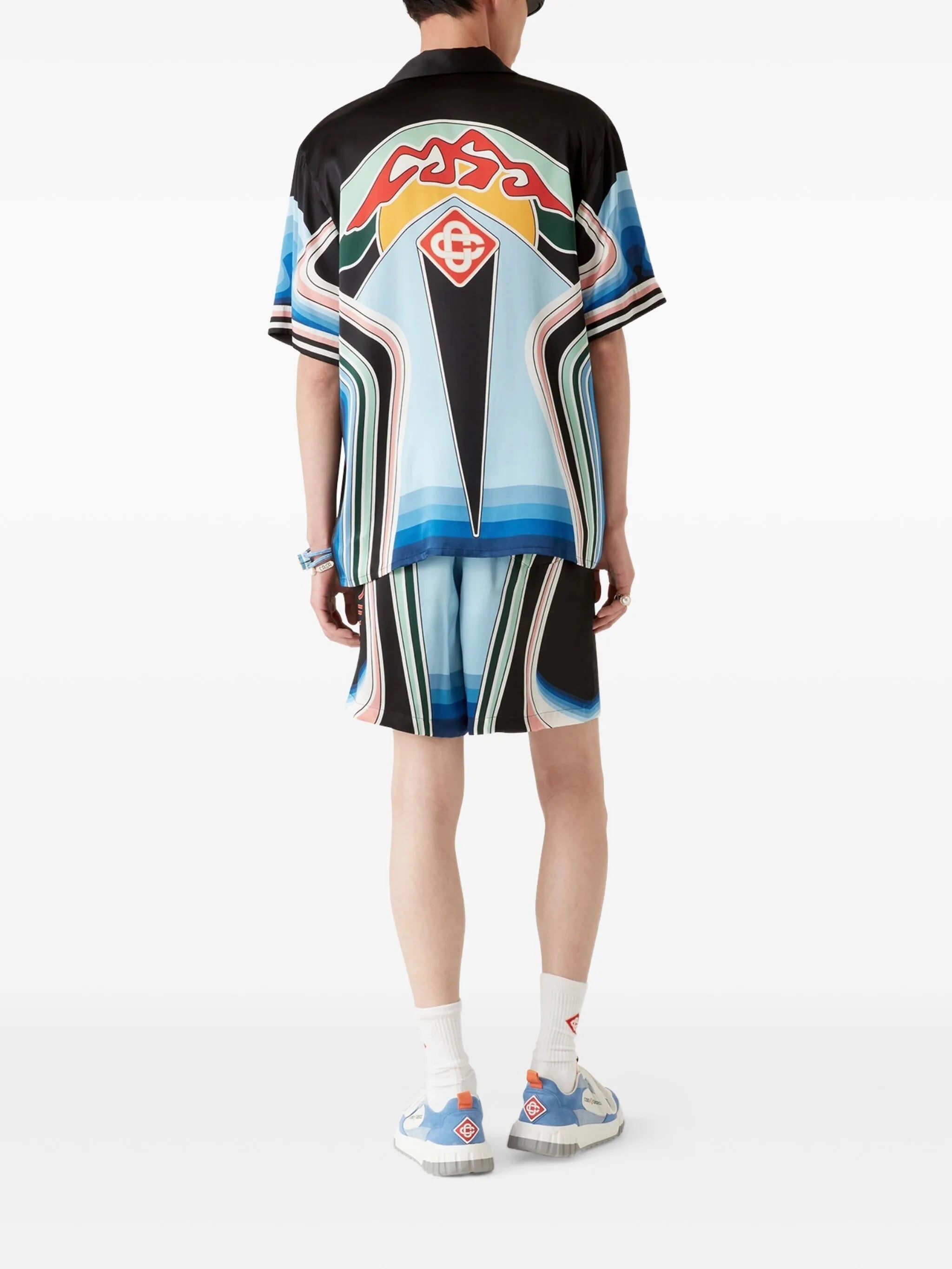 GRAPHIC MOUNTAIN SHORT SLEEVE SILK SHIRT