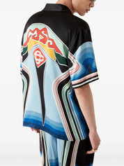 GRAPHIC MOUNTAIN SHORT SLEEVE SILK SHIRT
