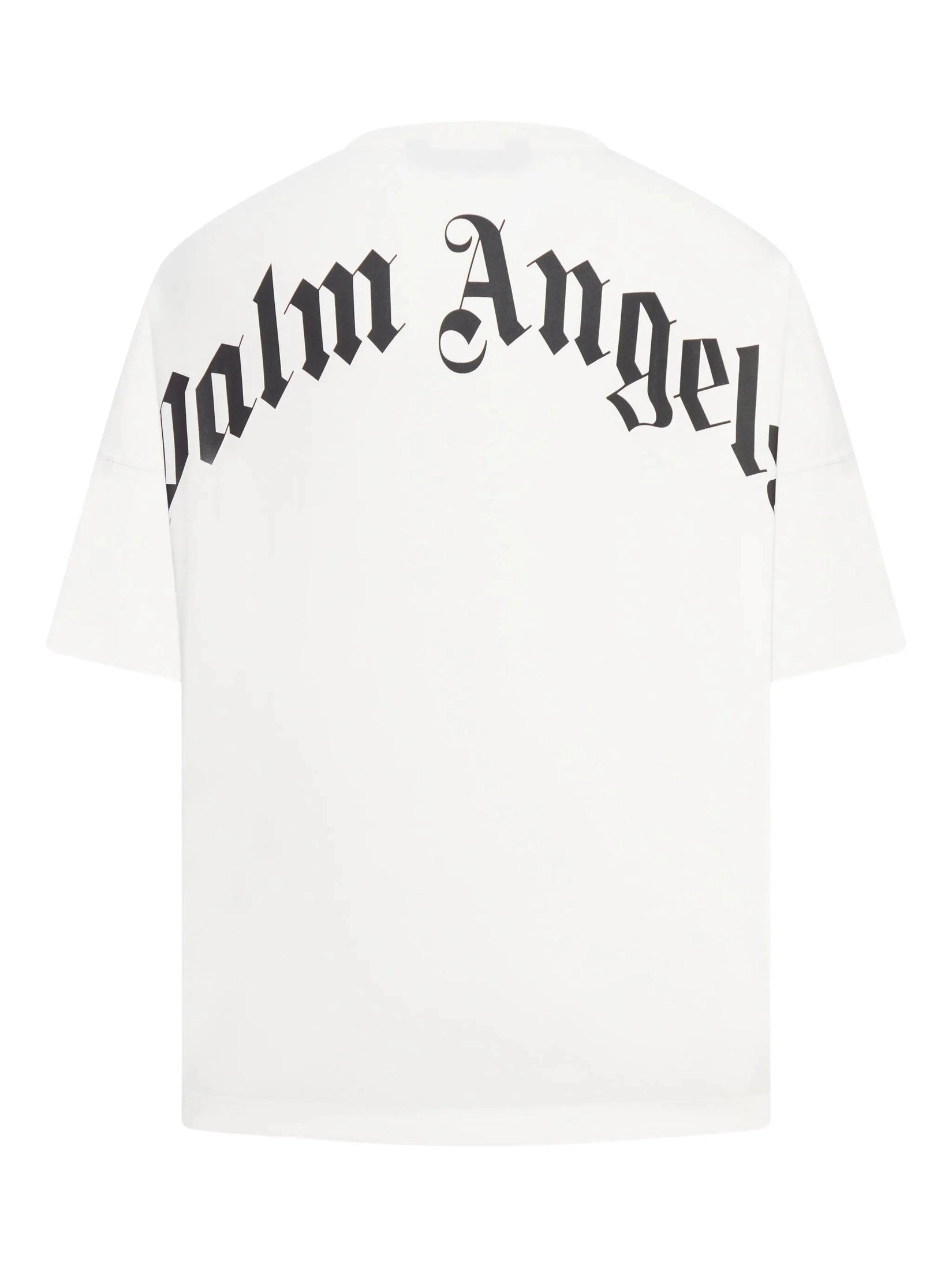 Back curved logo over tee