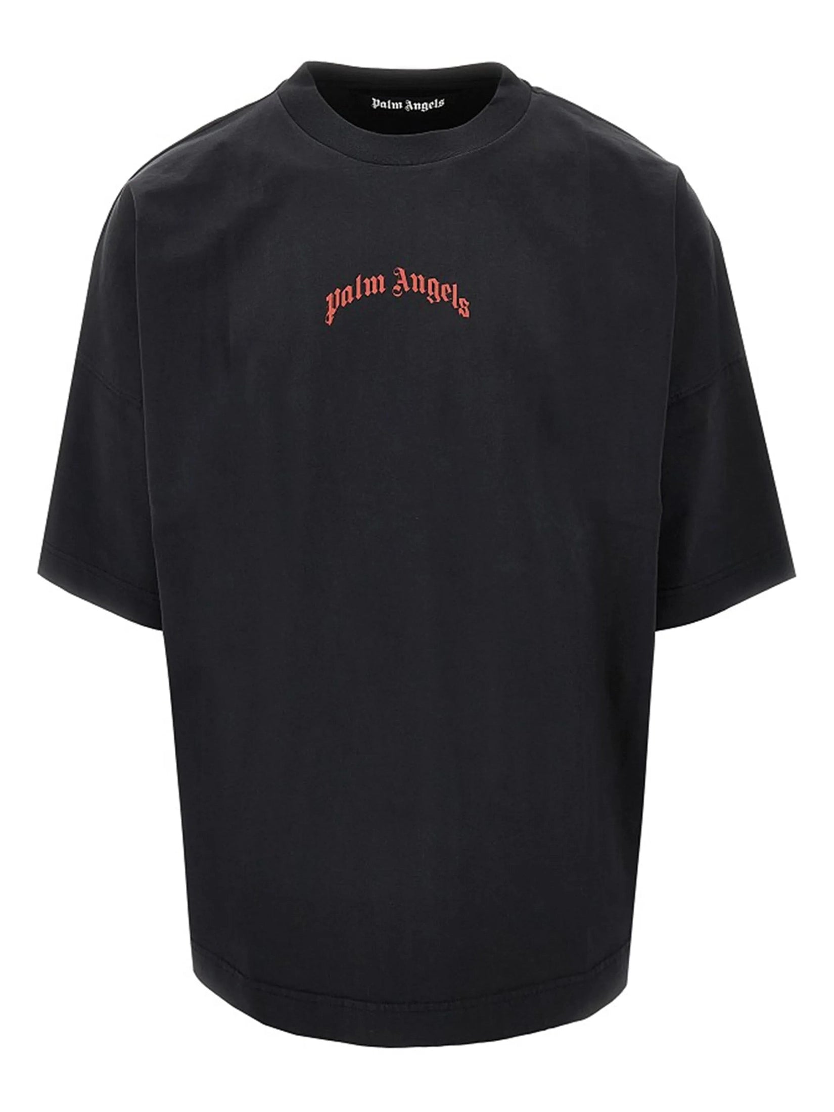 Back curved logo over tee black red