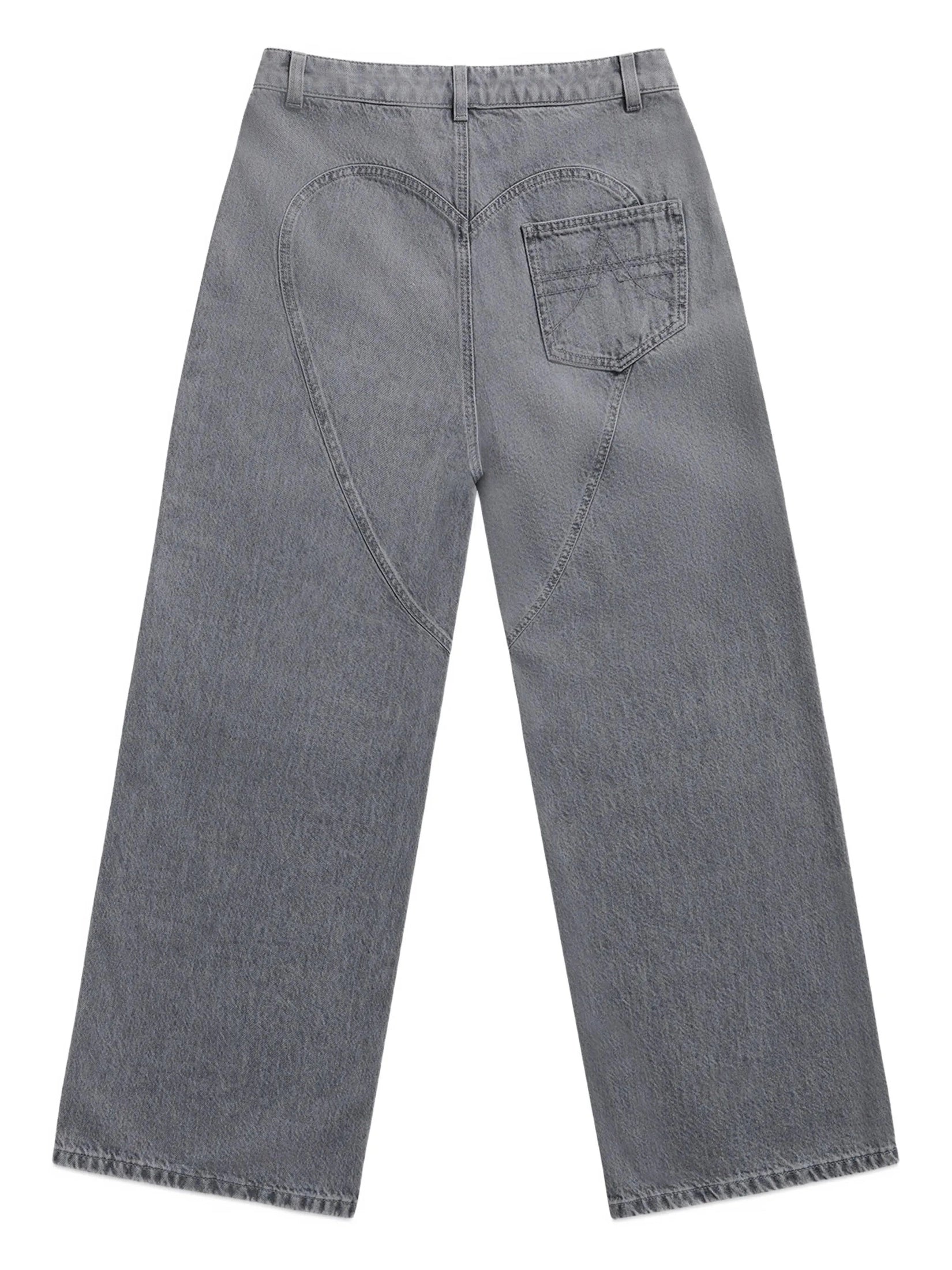Distressed crystal relaxed slit jean