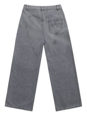 Distressed crystal relaxed slit jean