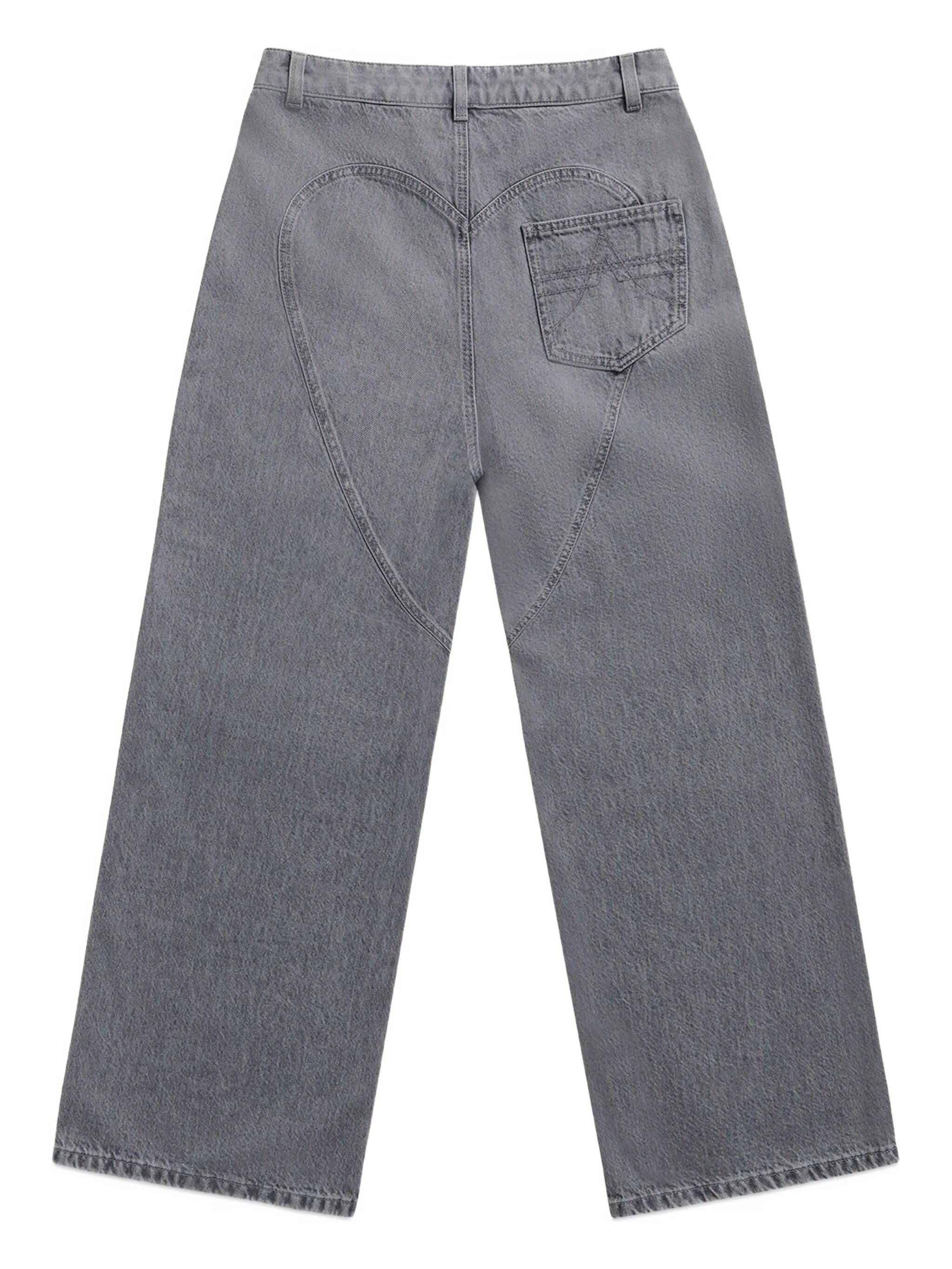 Distressed crystal relaxed slit jean