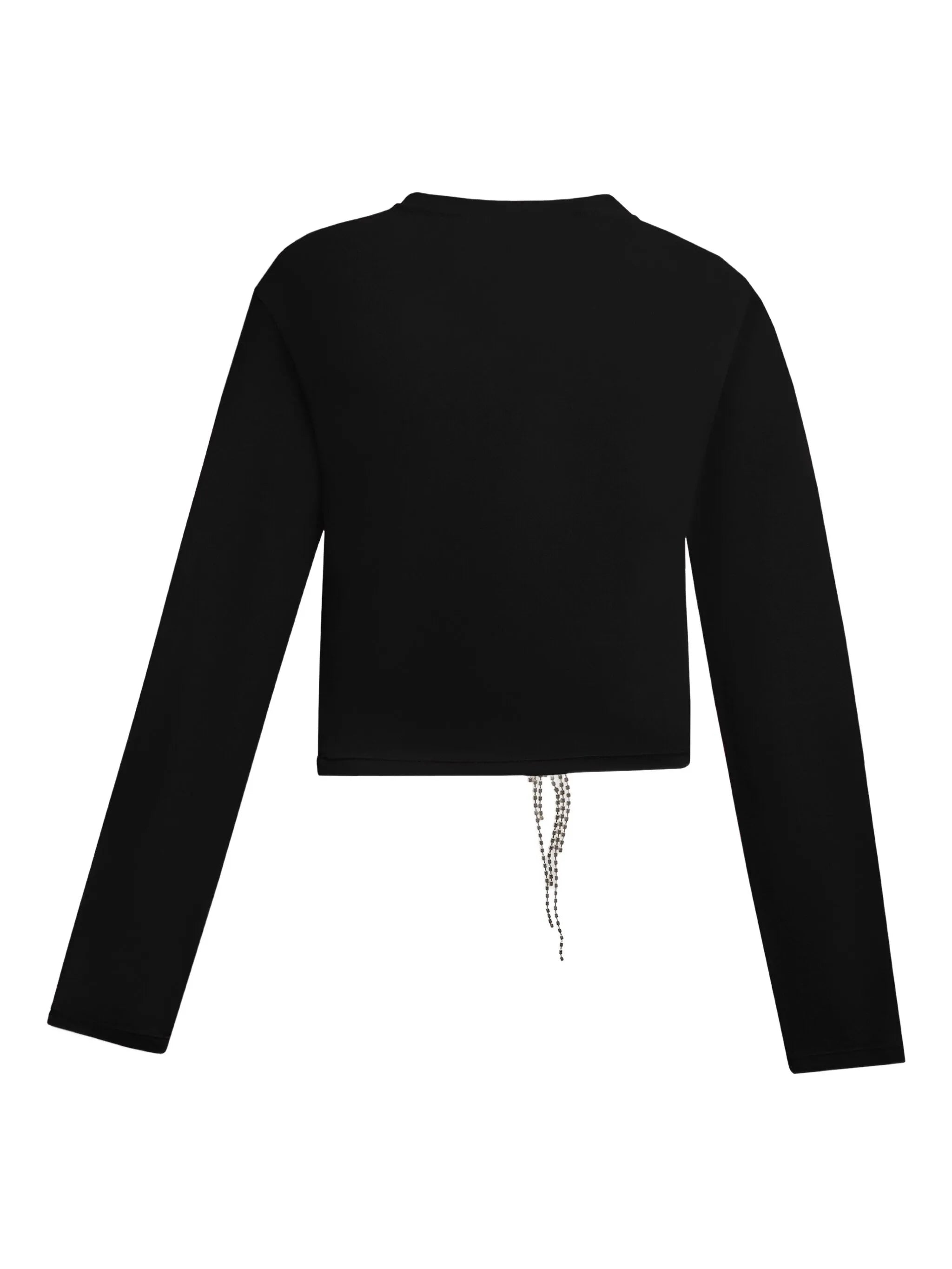 Crystal flower draped long sleeve top