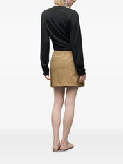 Crystal flower draped long sleeve top