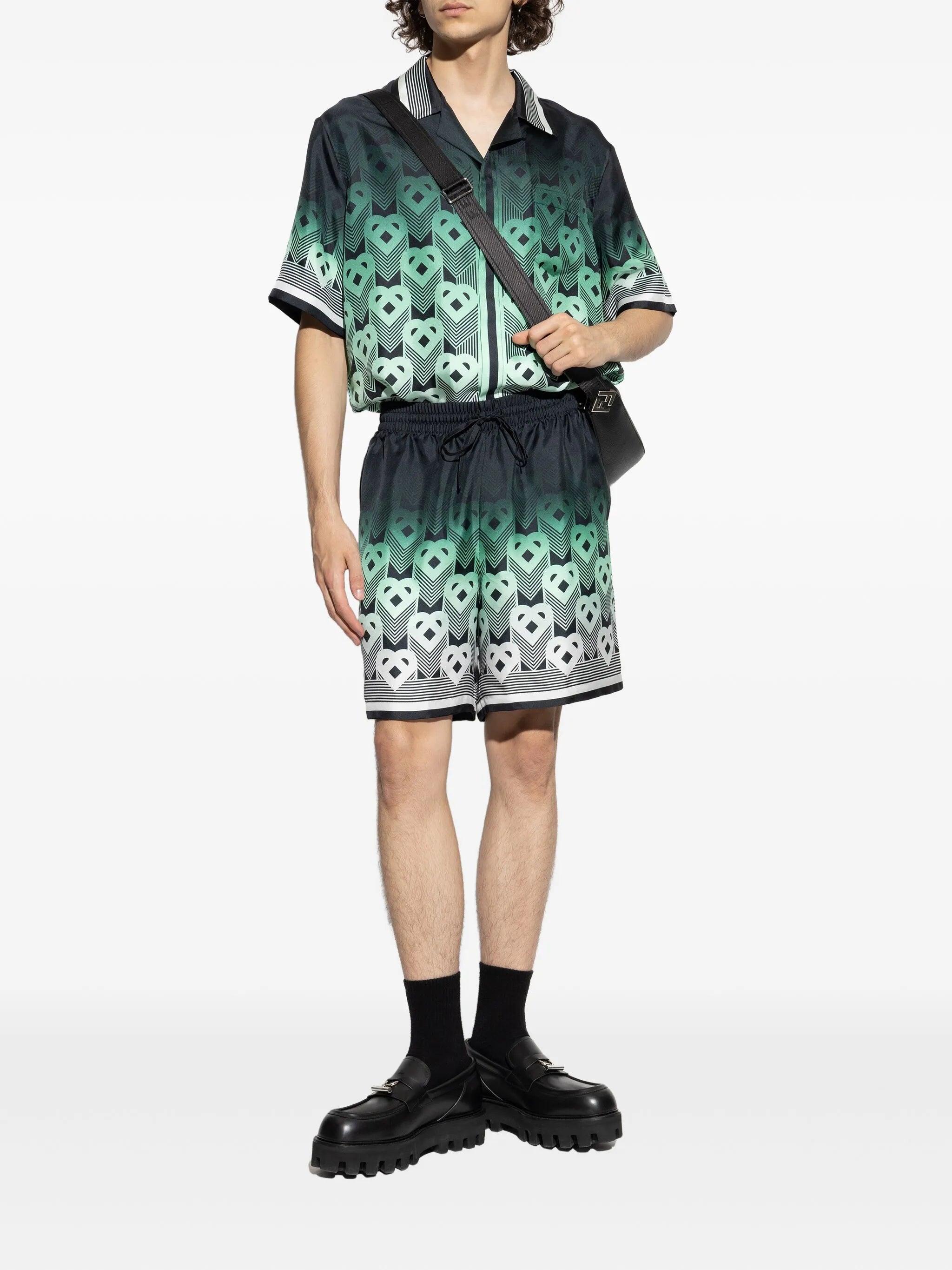 GRADIENT MONOGRAM SHORT SLEEVE SILK SHIRT