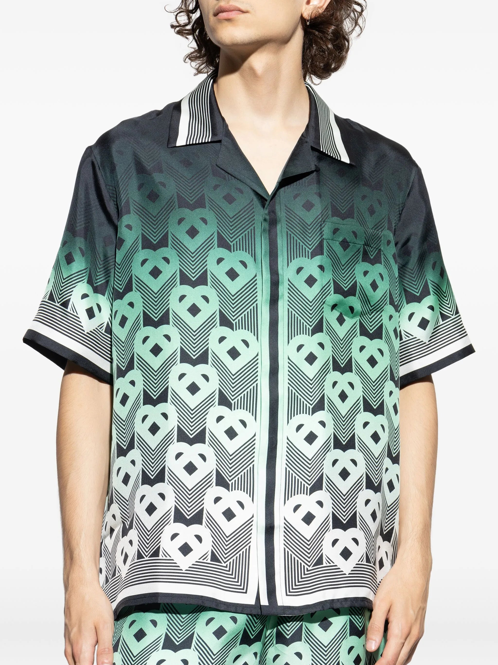 GRADIENT MONOGRAM SHORT SLEEVE SILK SHIRT