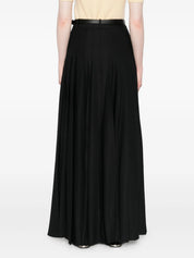 BLACK PLEATED TWILL MAXI SKIRT