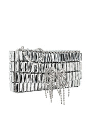 SILVER CRYSTAL BOW MINI SHOULDER BAG