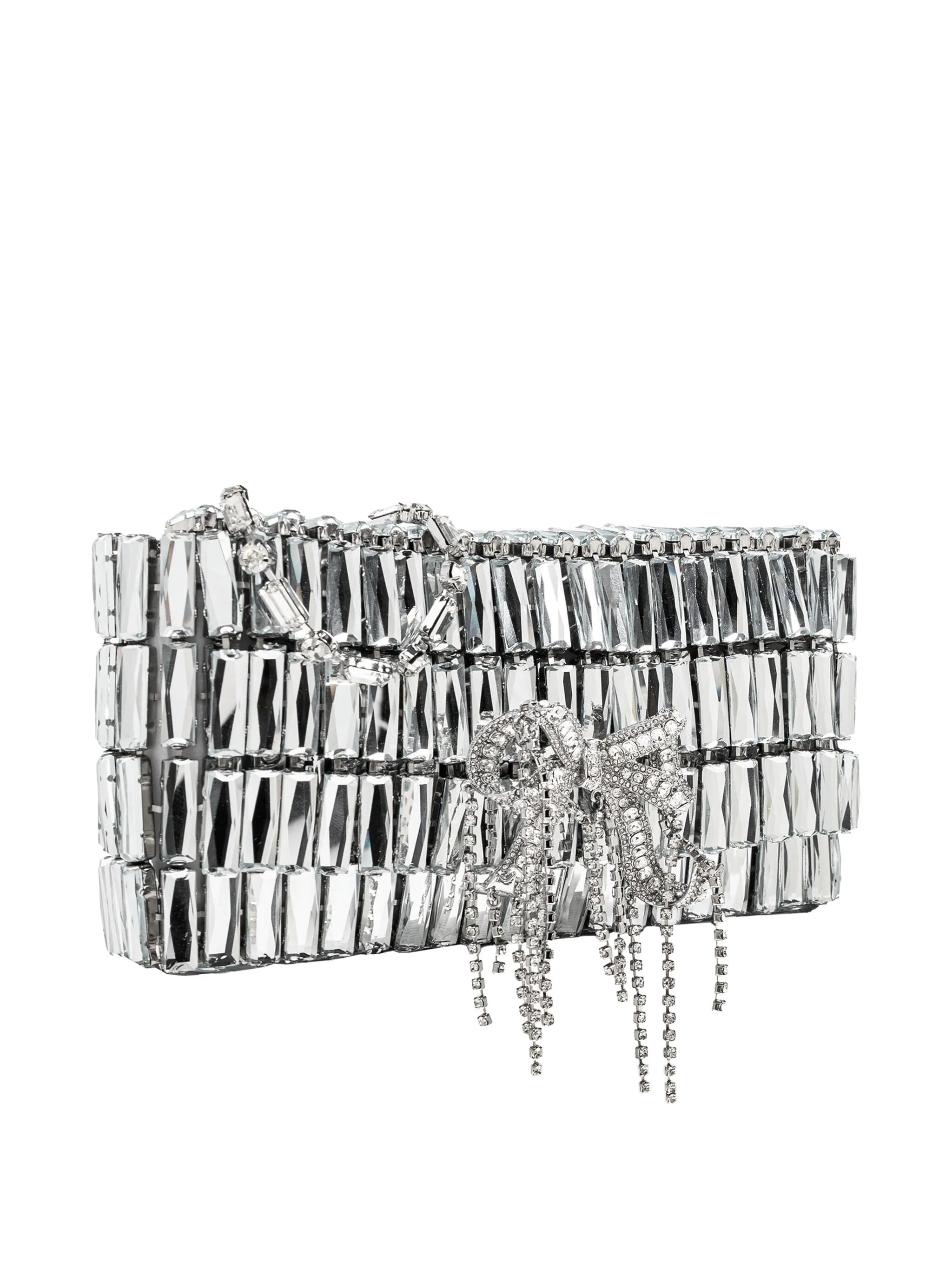 SILVER CRYSTAL BOW MINI SHOULDER BAG