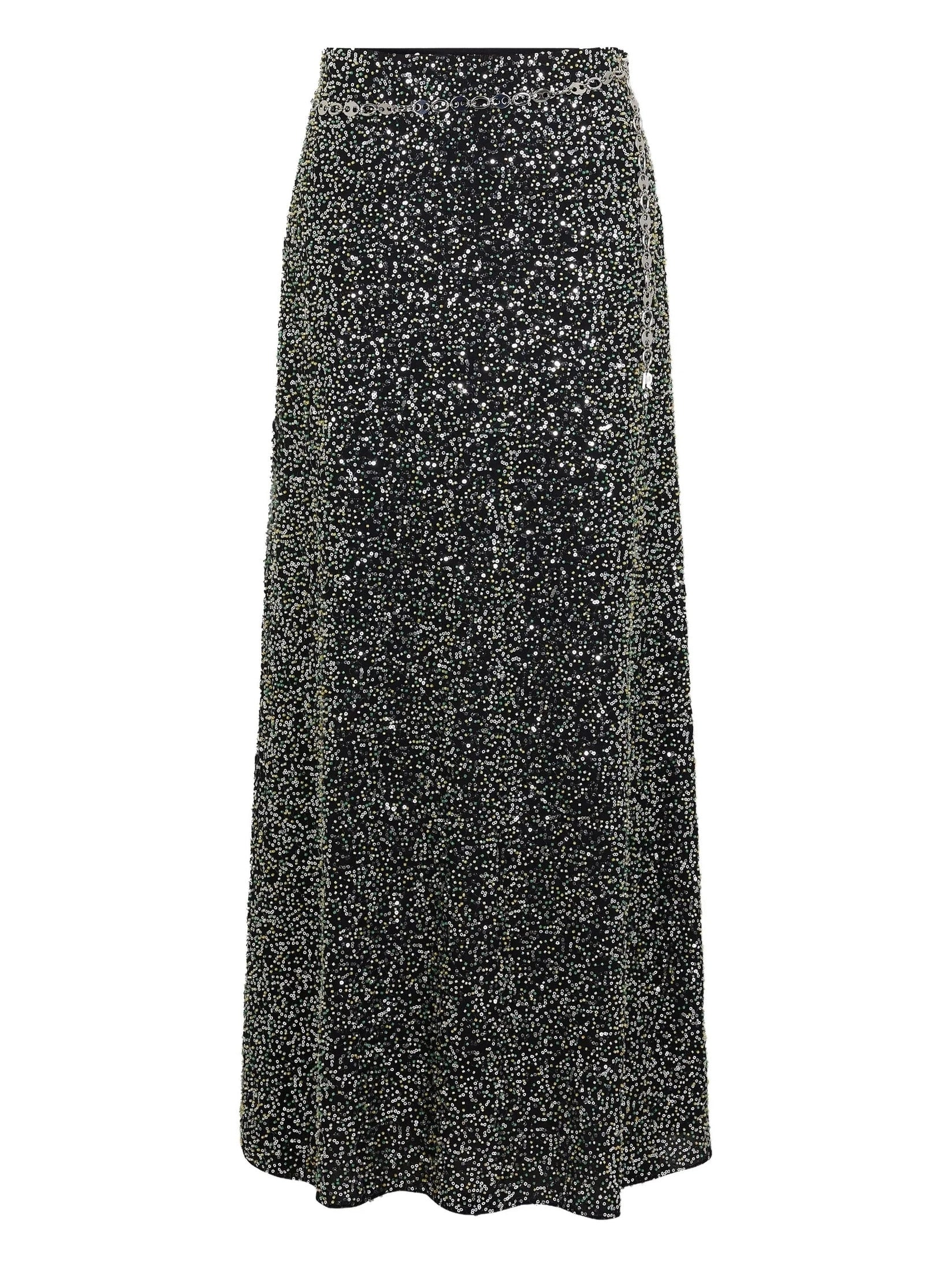 Sequin-Embellished Maxi Skirt