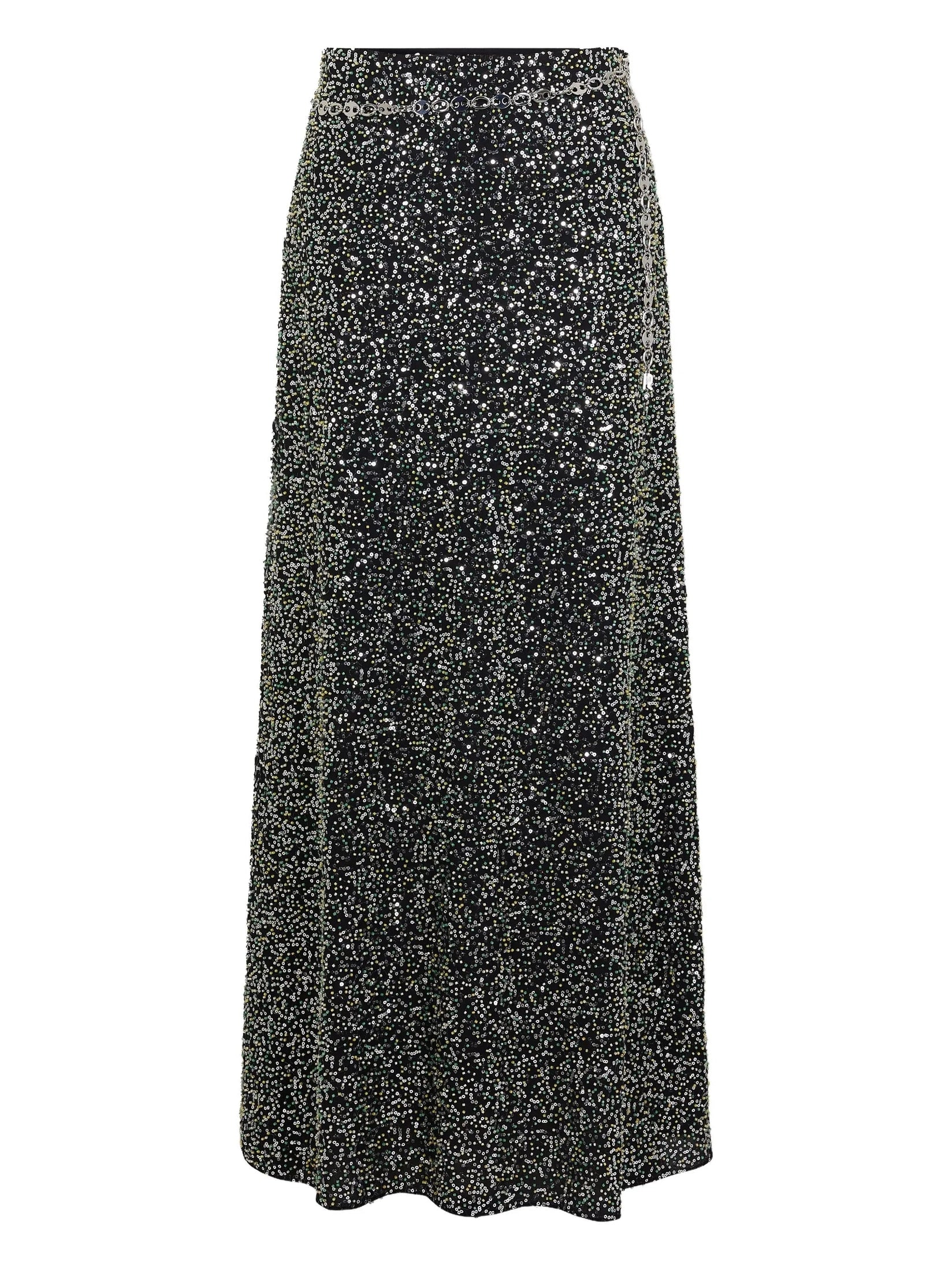 Sequin-Embellished Maxi Skirt