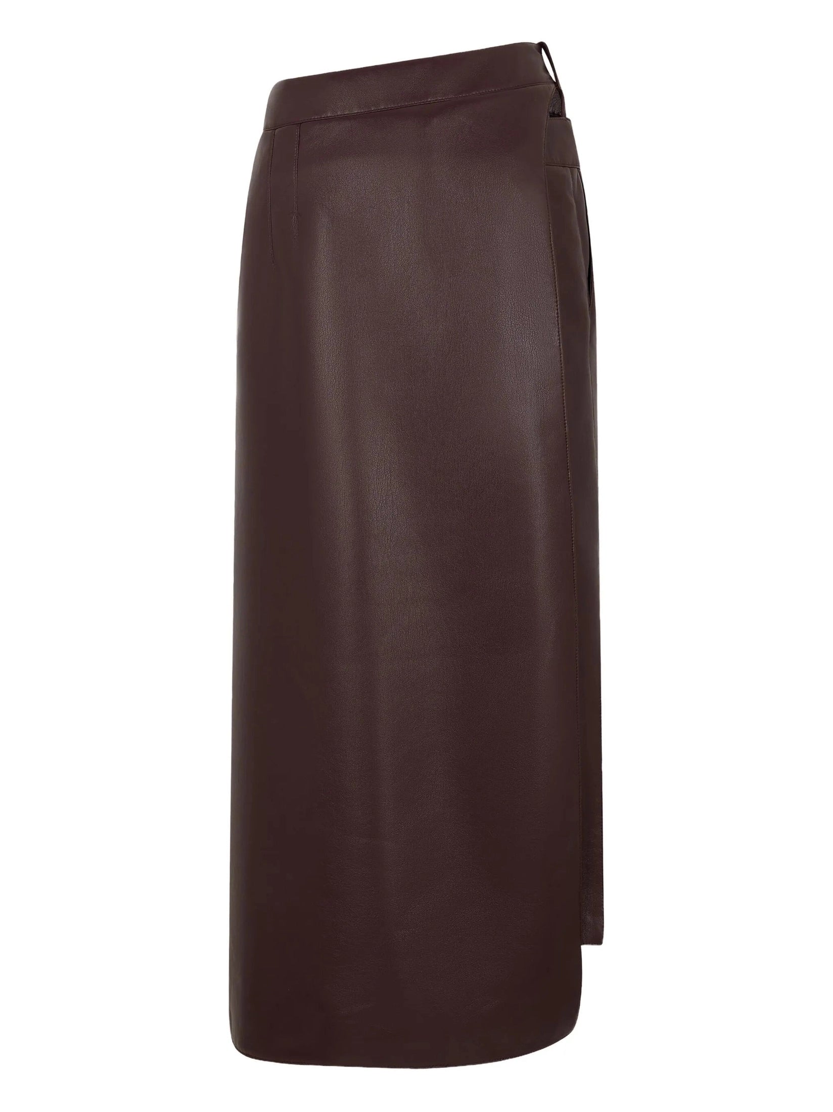 Belted Leather Split Midi Skirt
