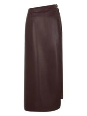 Belted Leather Split Midi Skirt
