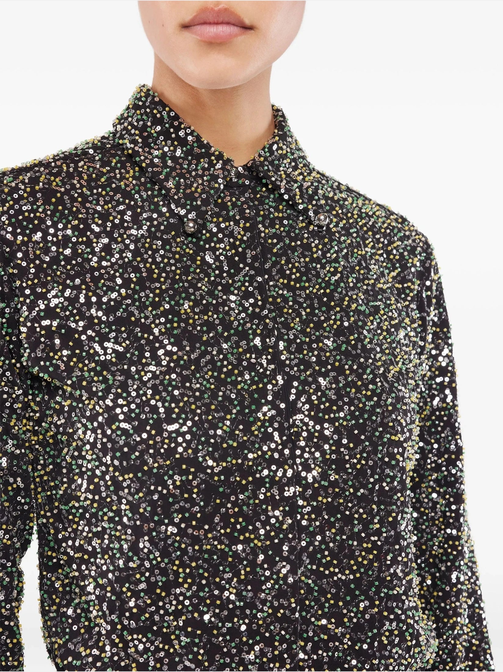 Sequin-Embellished Long-Sleeve Shirt