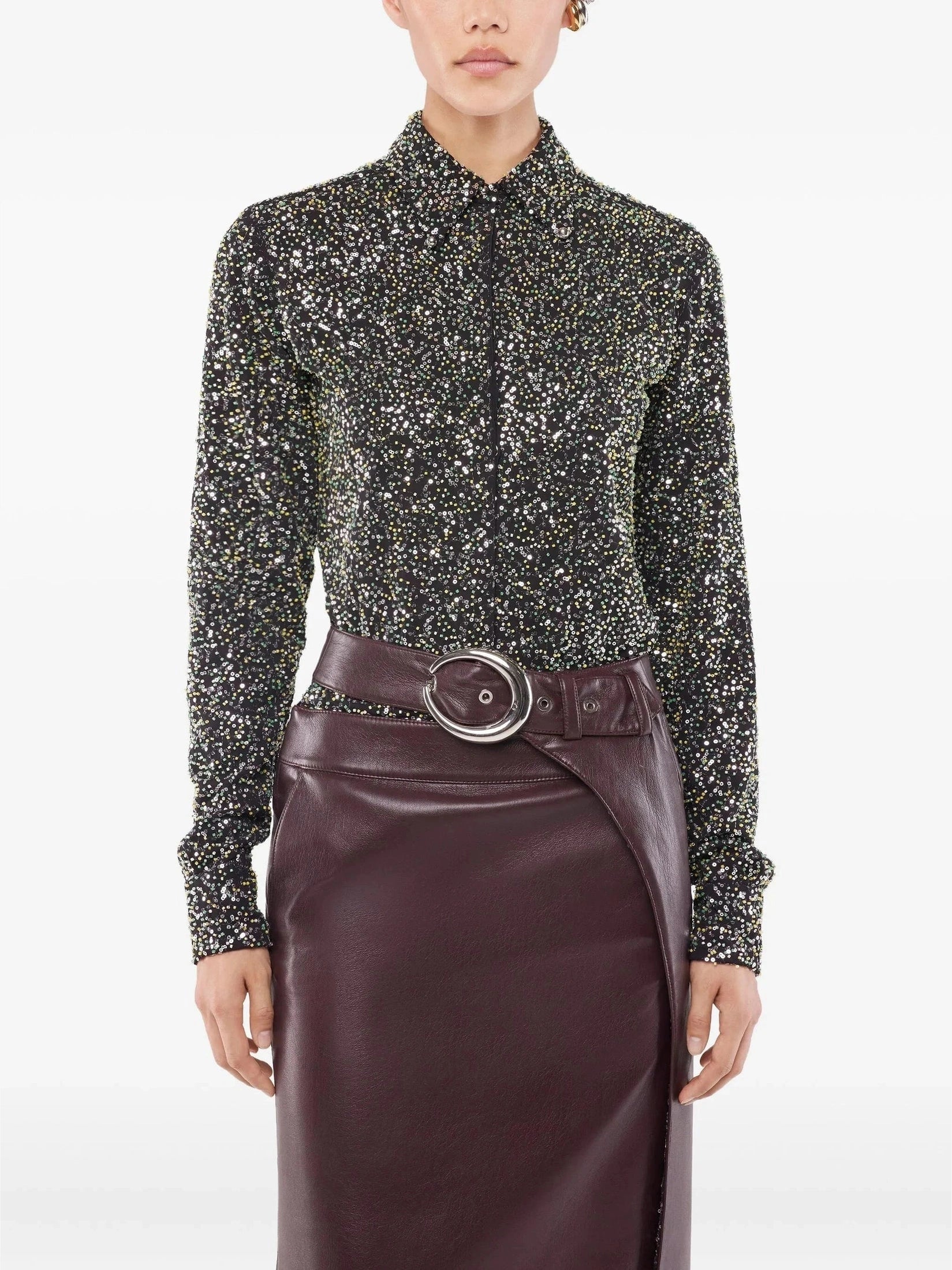 Sequin-Embellished Long-Sleeve Shirt