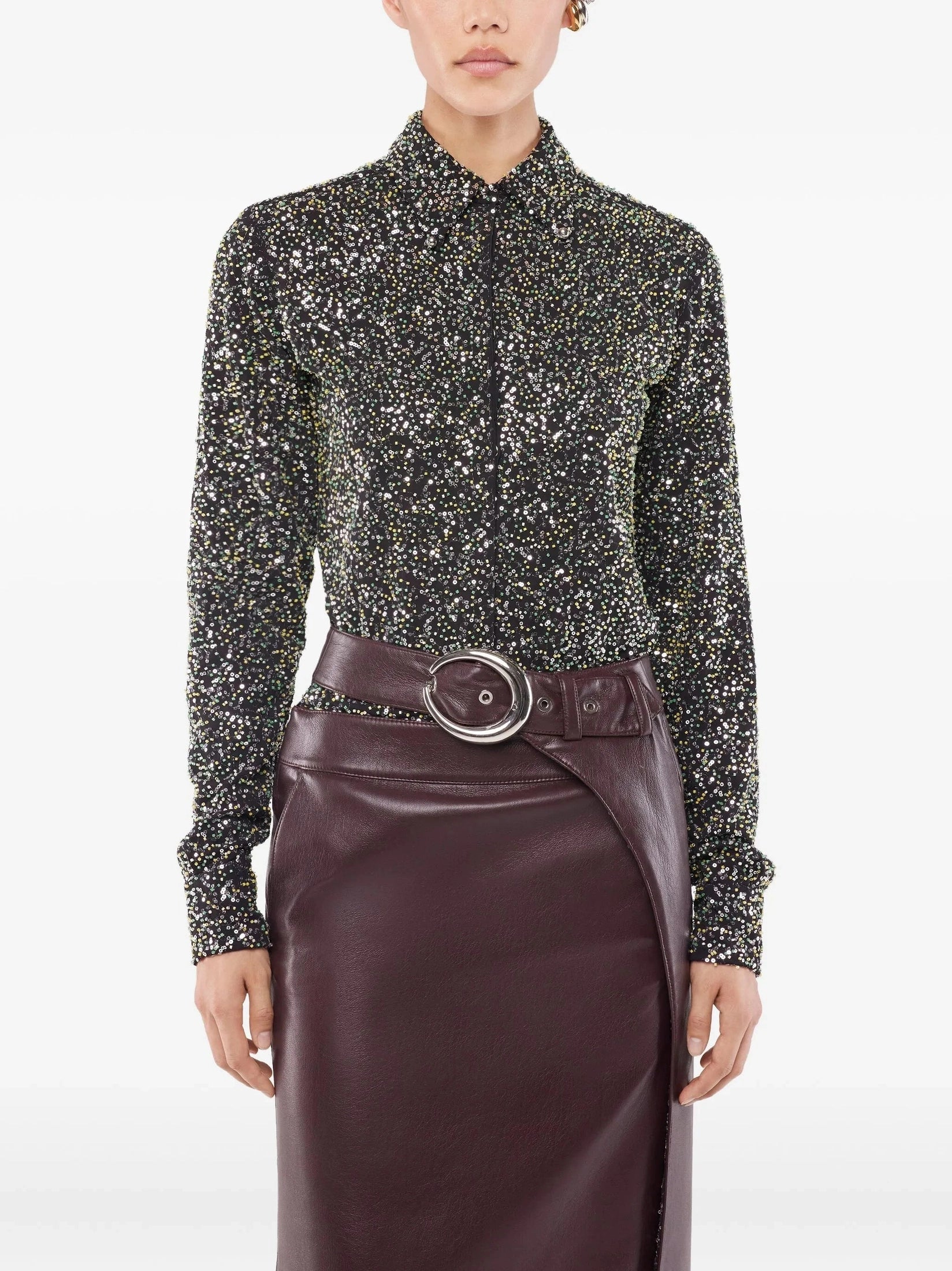 Sequin-Embellished Long-Sleeve Shirt