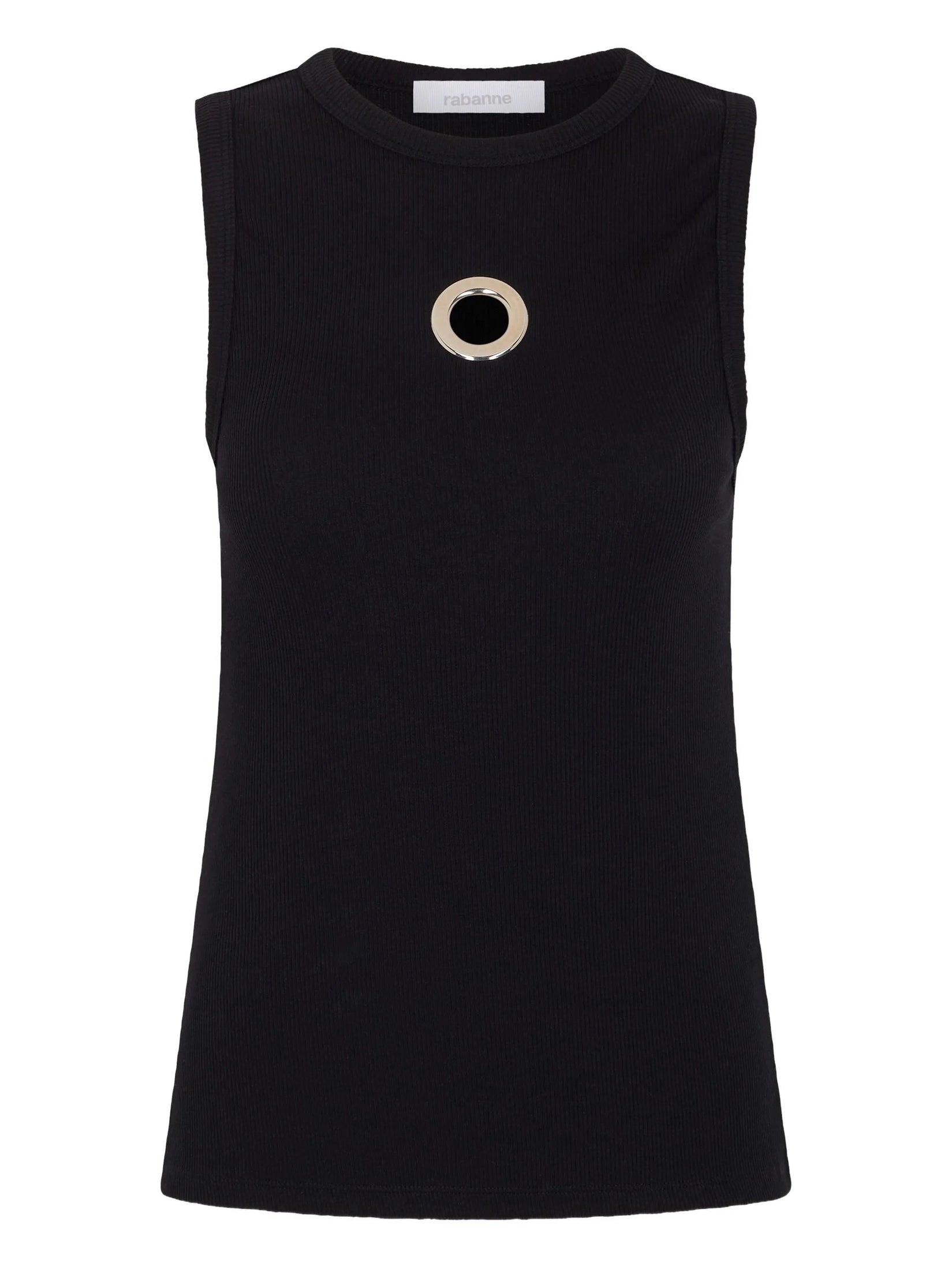 Eyelet-Detail Ribbed Tank Top