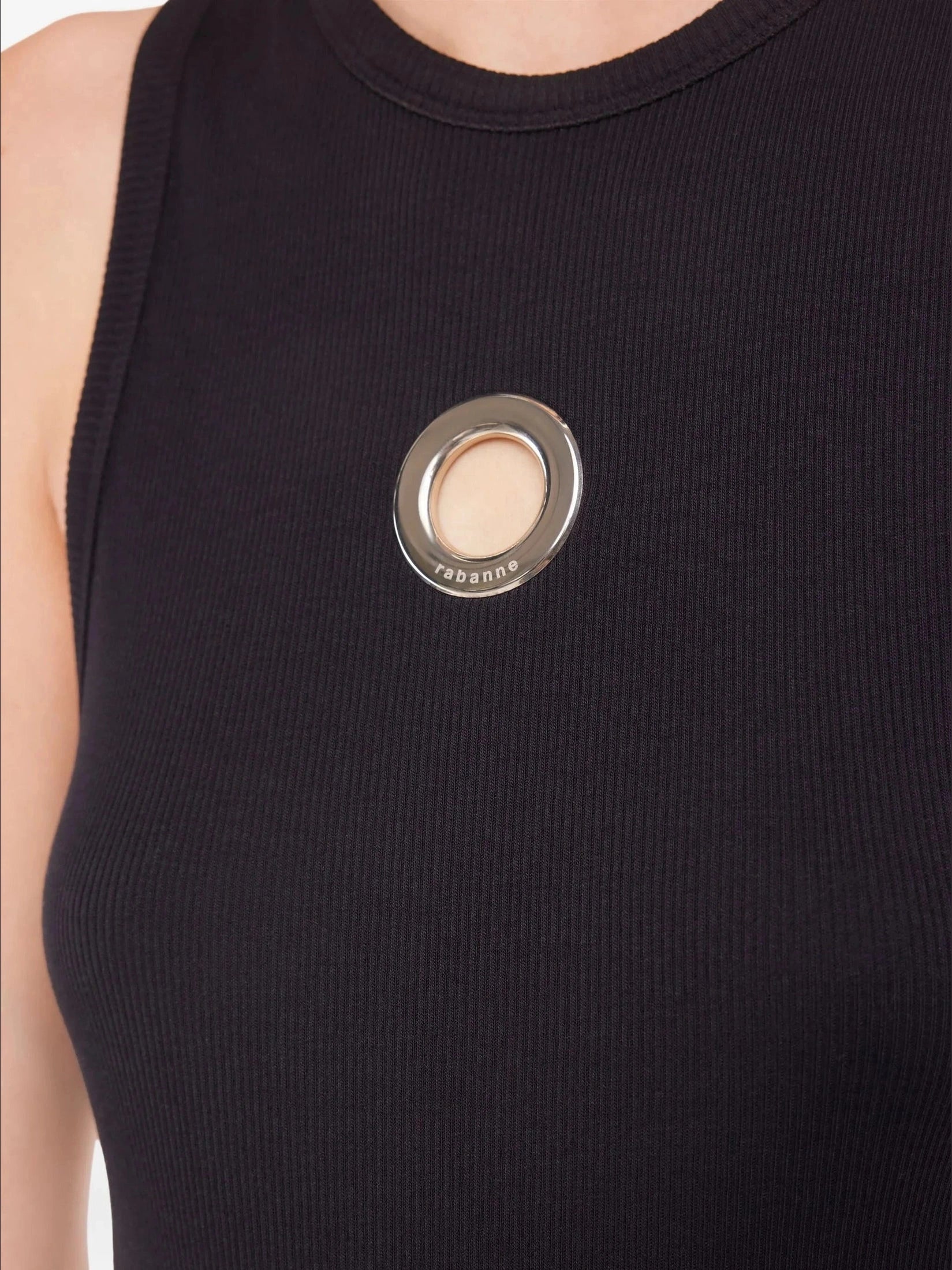Eyelet-Detail Ribbed Tank Top