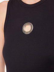 Eyelet-Detail Ribbed Tank Top