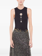 Eyelet-Detail Ribbed Tank Top
