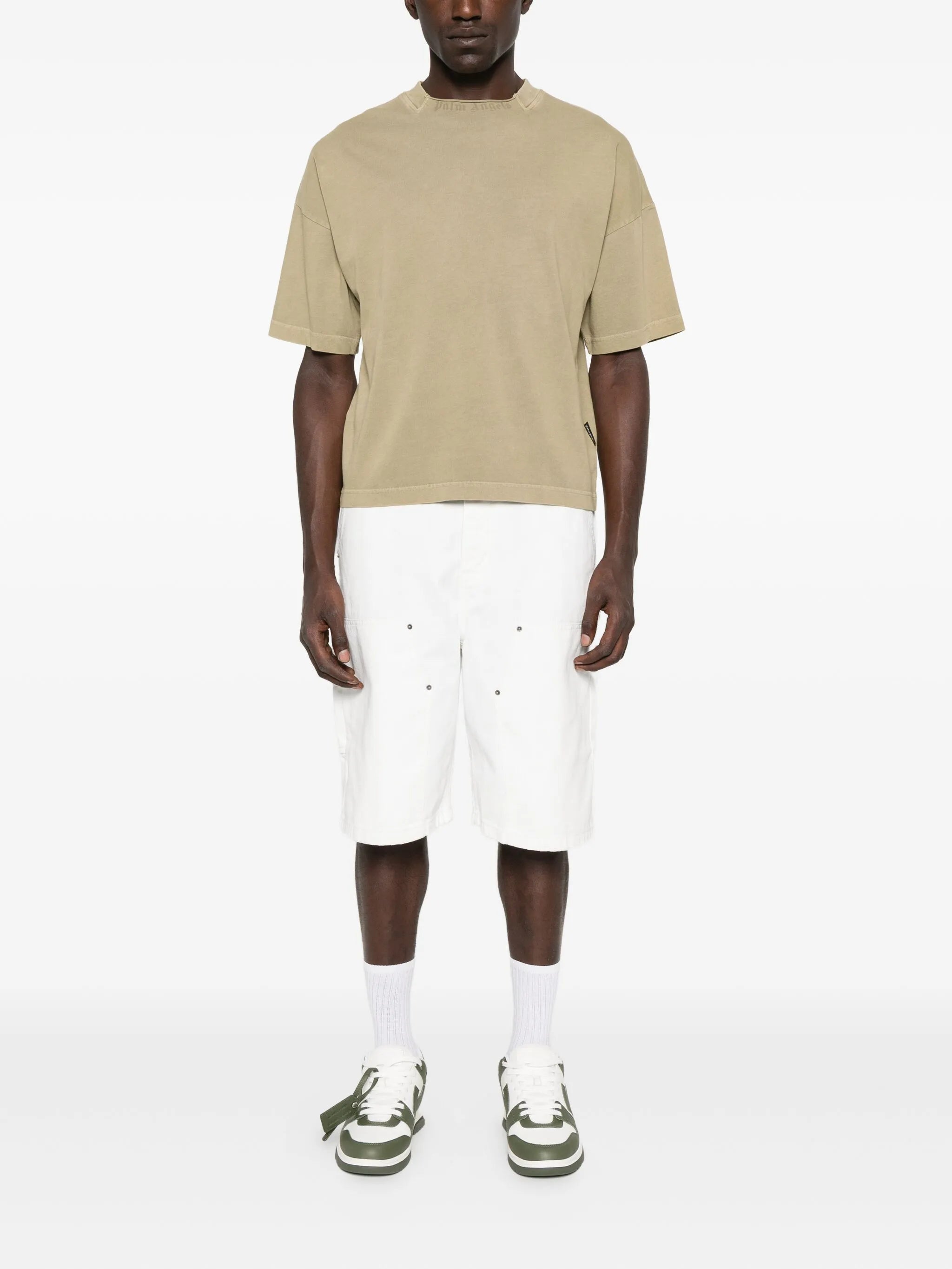 CURVED LOGO LOOSE COLLAR TEE ARMY GREEN