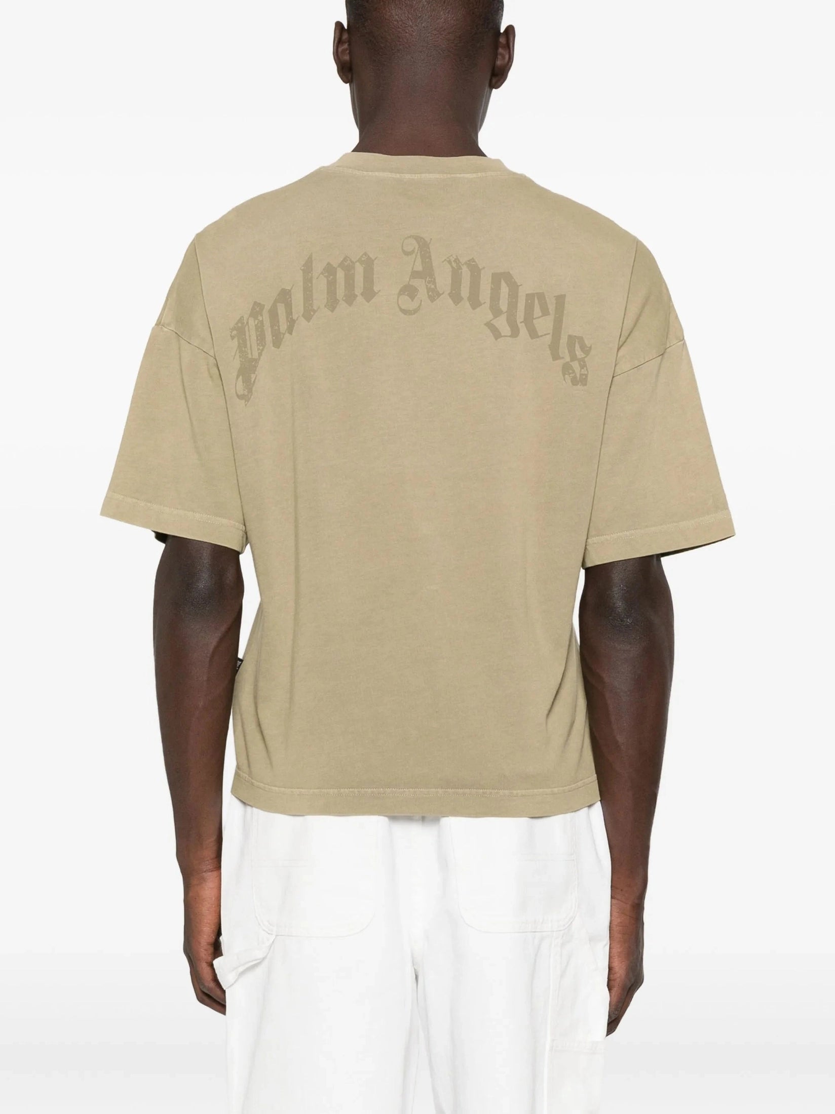 Curved logo loose collar tee army green