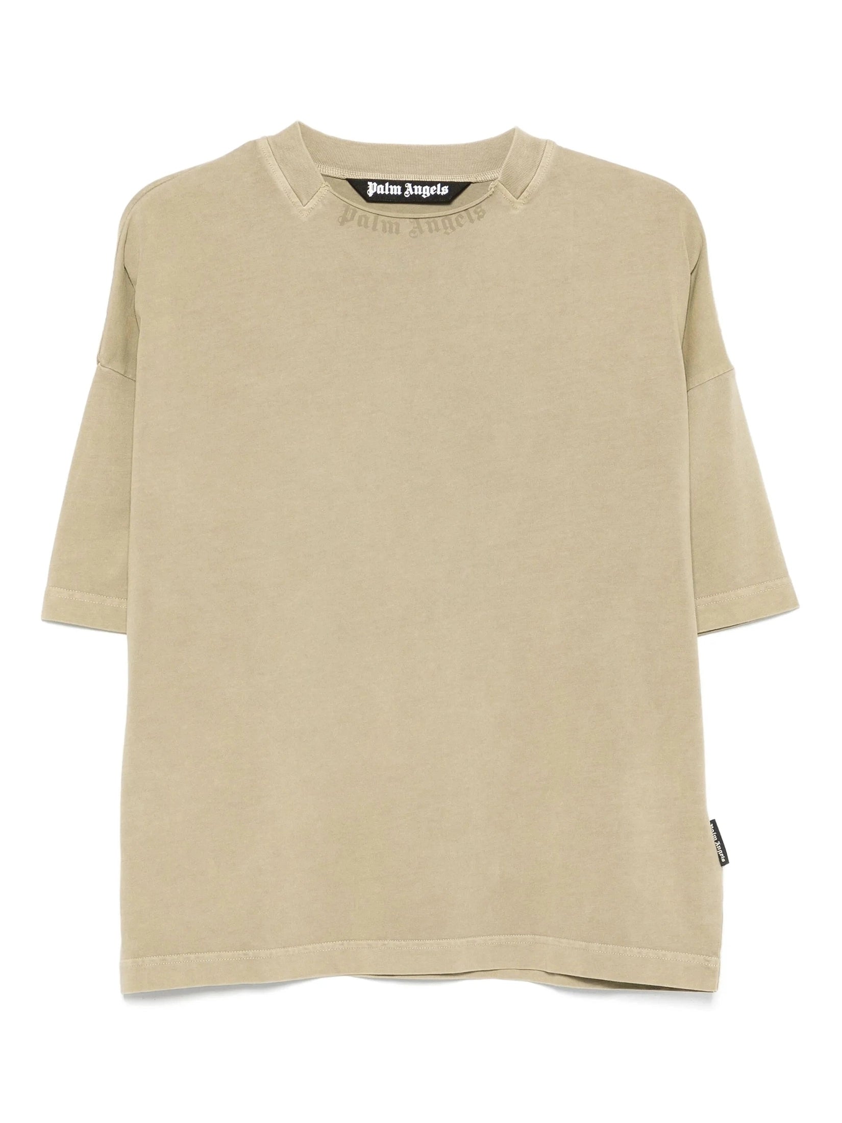 Curved logo loose collar tee army green