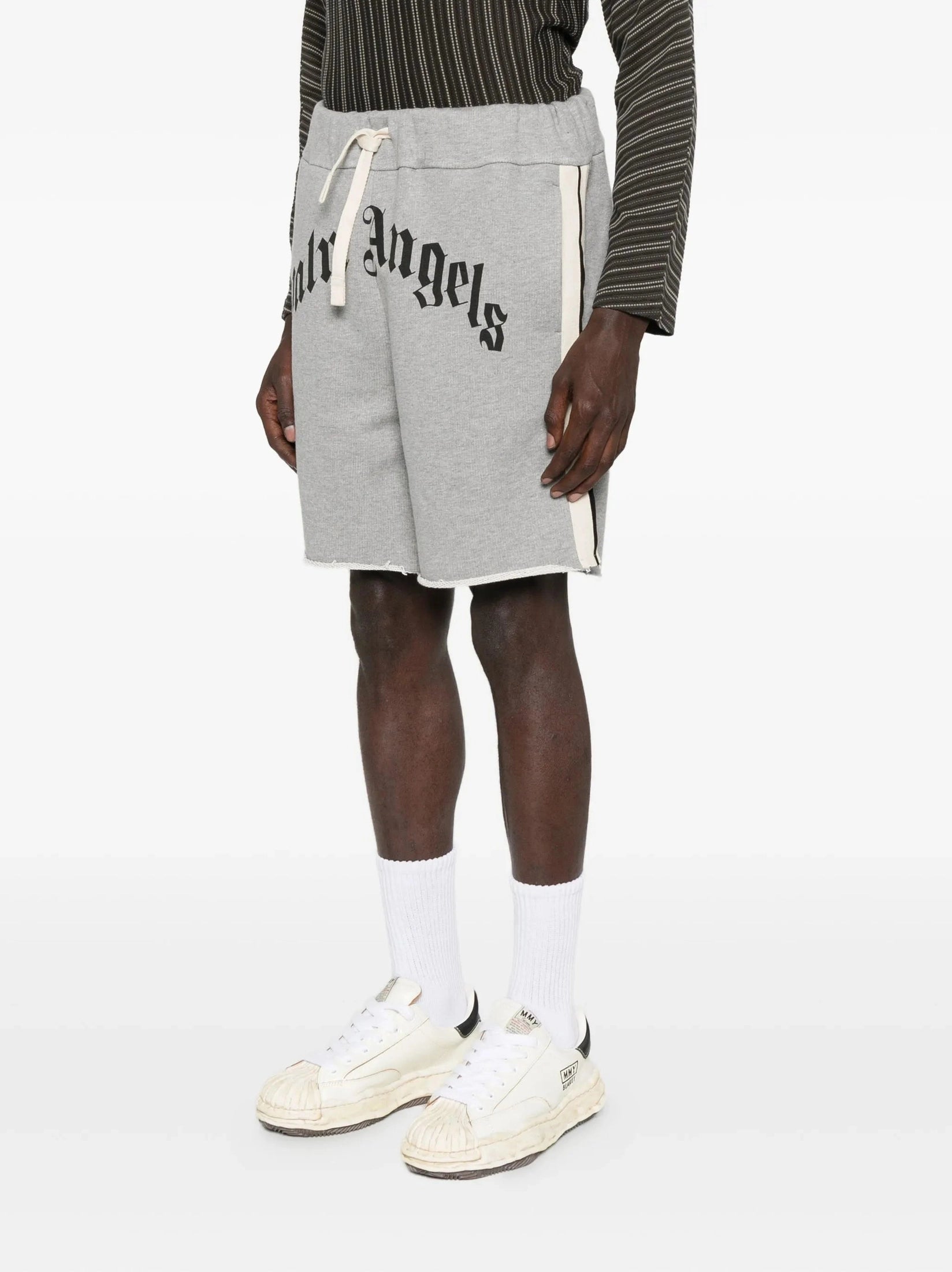 Curved logo track sweatshort grey melang