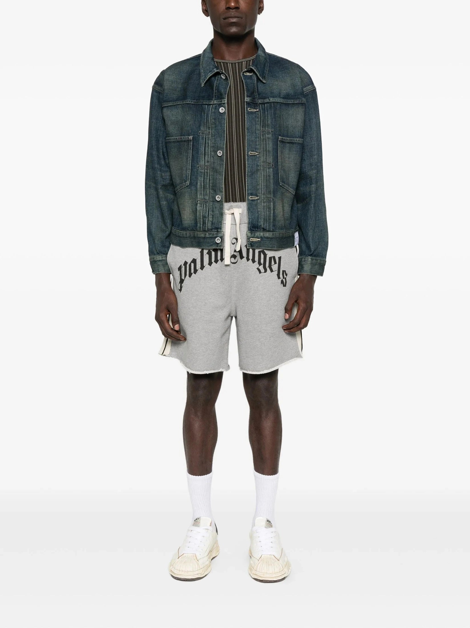Curved logo track sweatshort grey melang