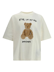 Teddy bear over print cotton T-shirt