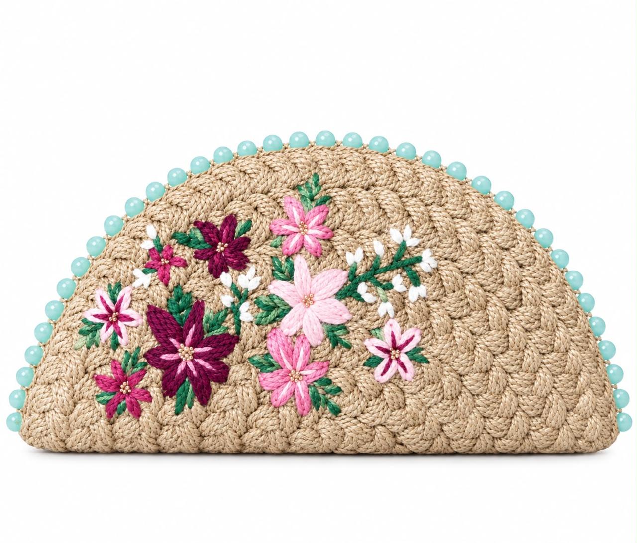 Pink floral garden clutch pink floral garden