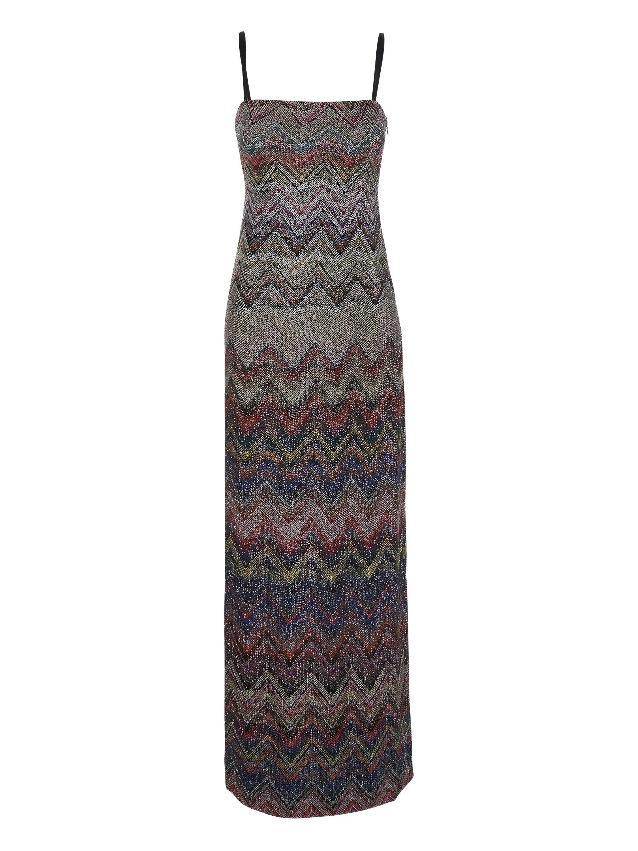 Bustier long dress with zigzag pattern