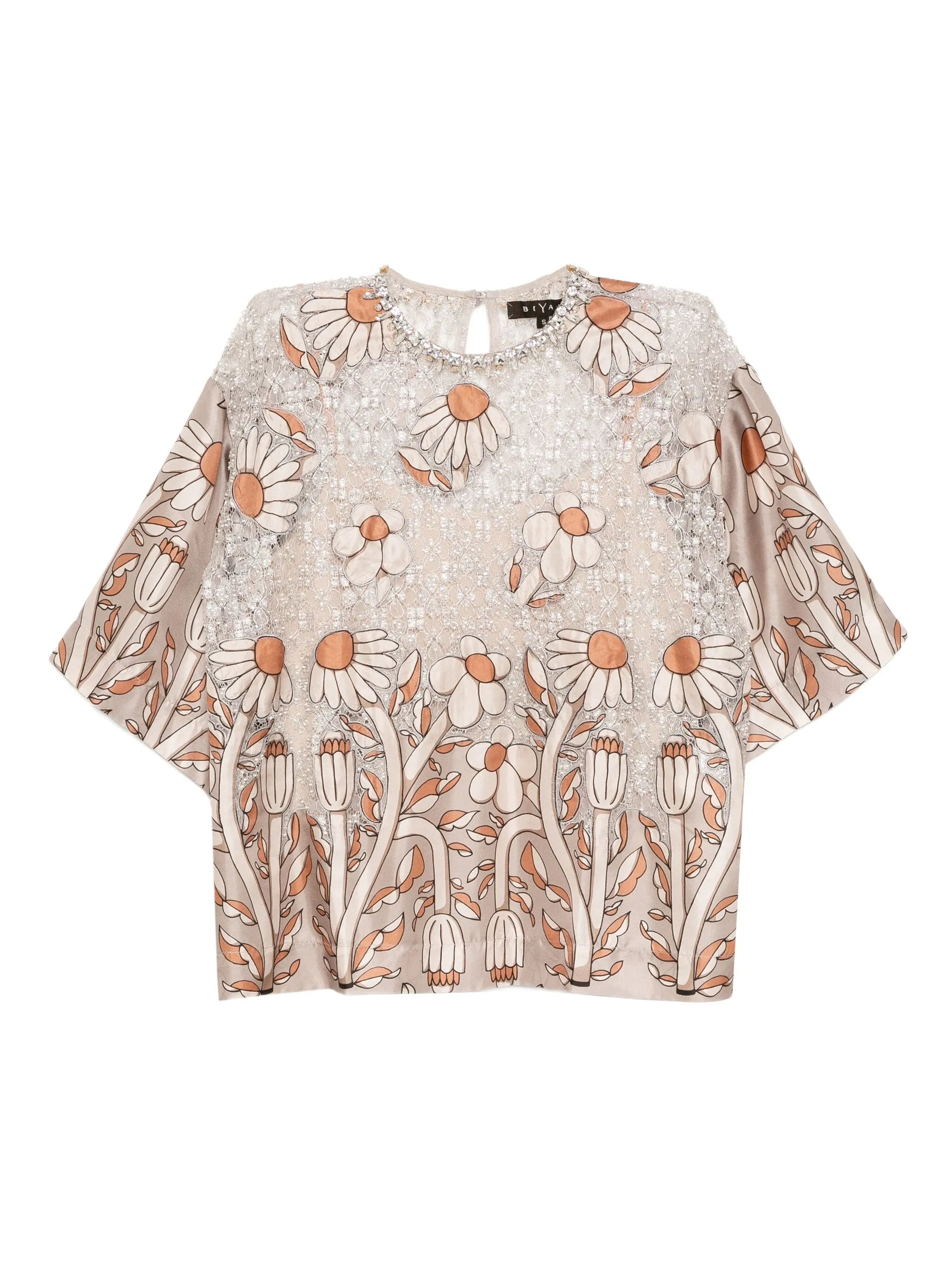 Floral-print top taupe