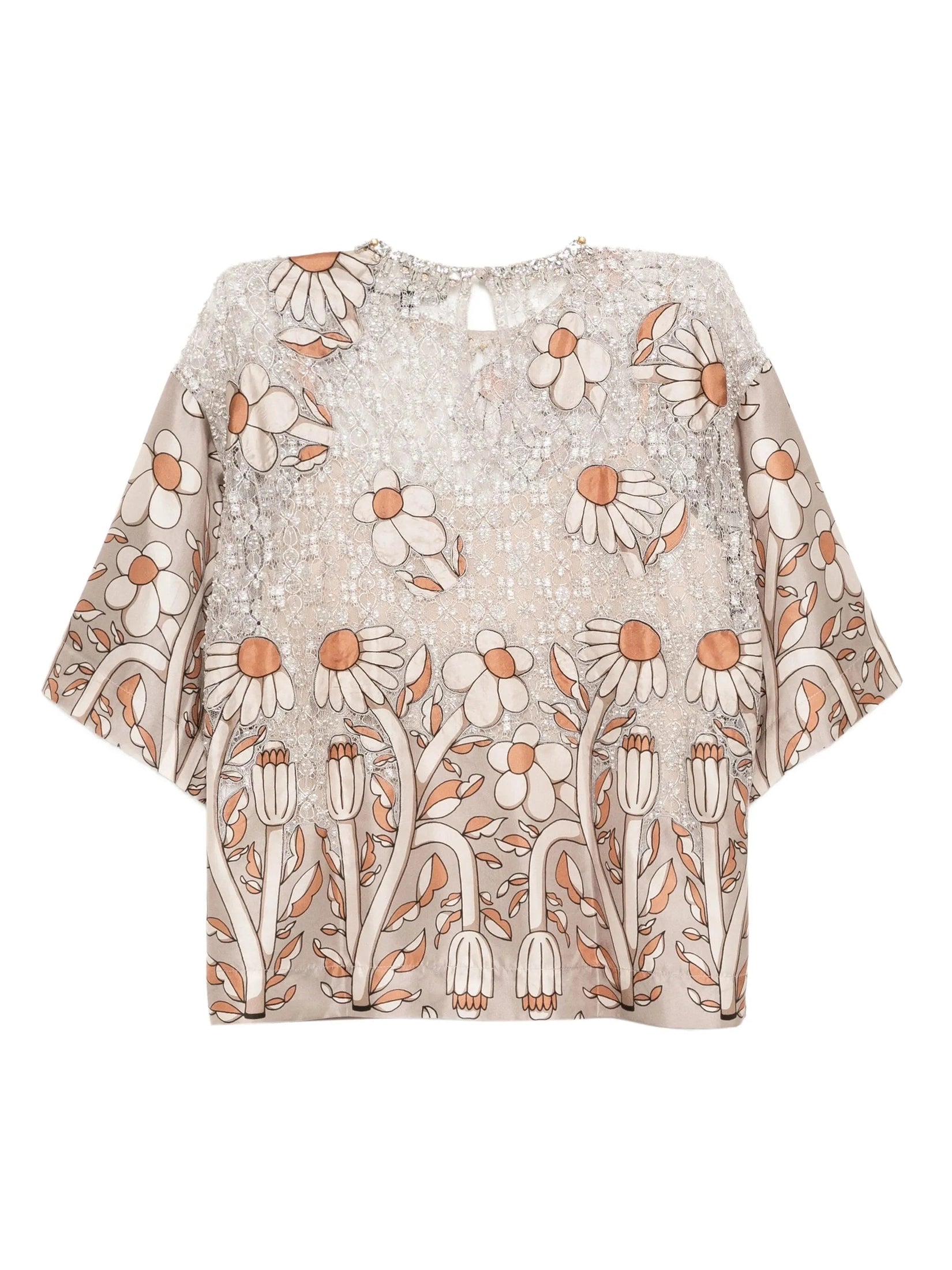 Floral-print top taupe