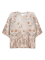 Floral-print top taupe