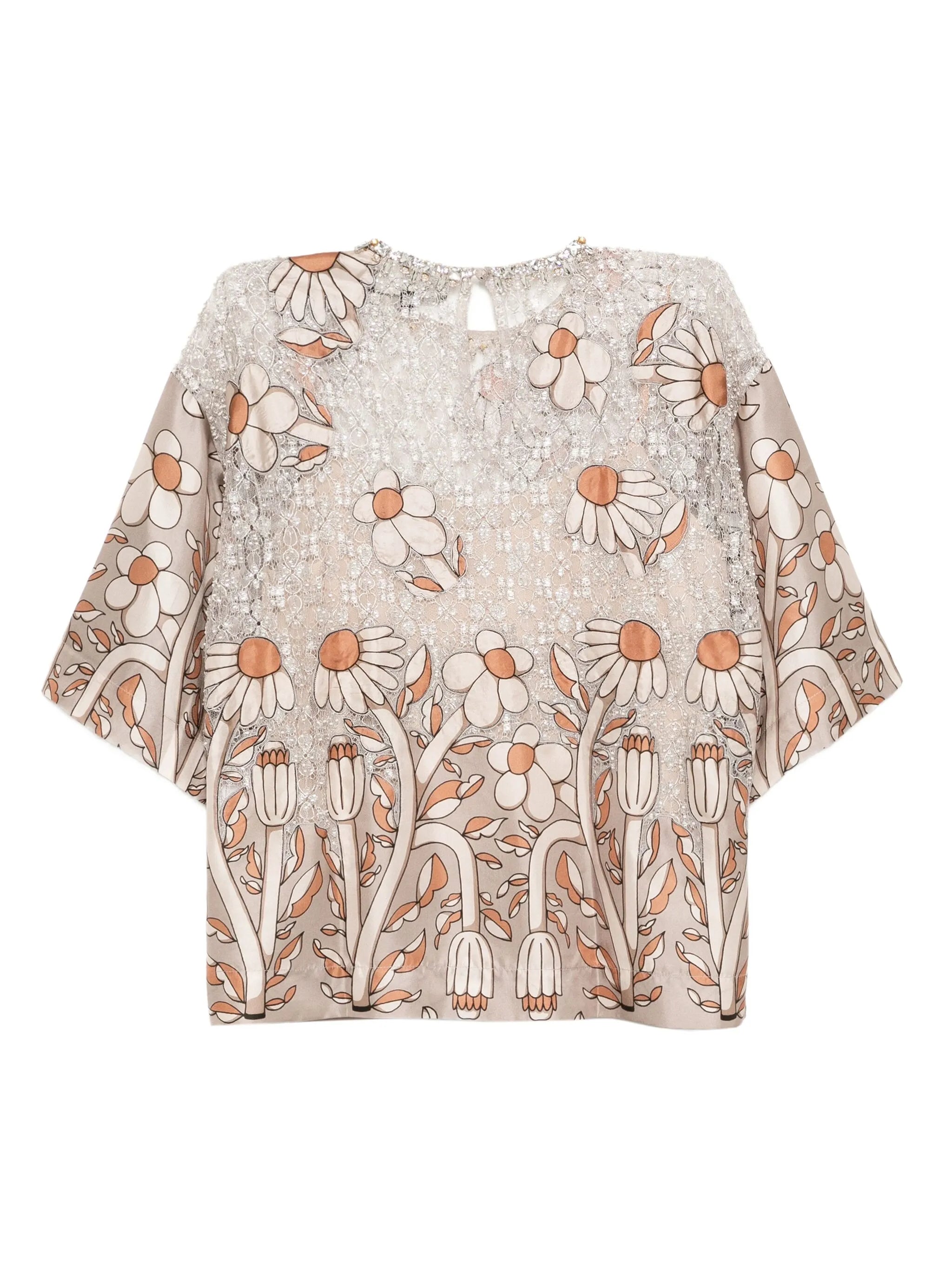 Floral-print top taupe