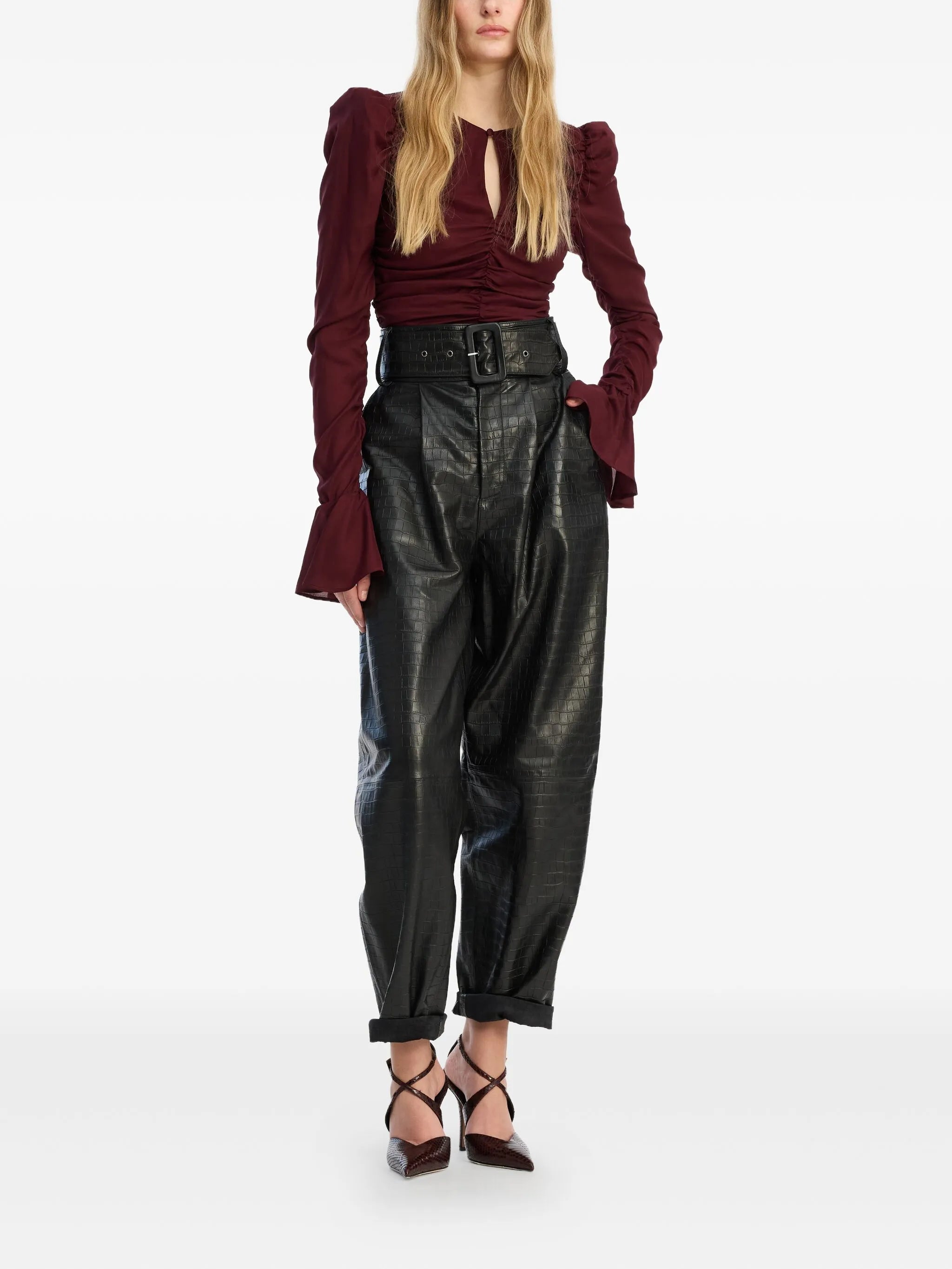 Chiffon Ruched Ls Top