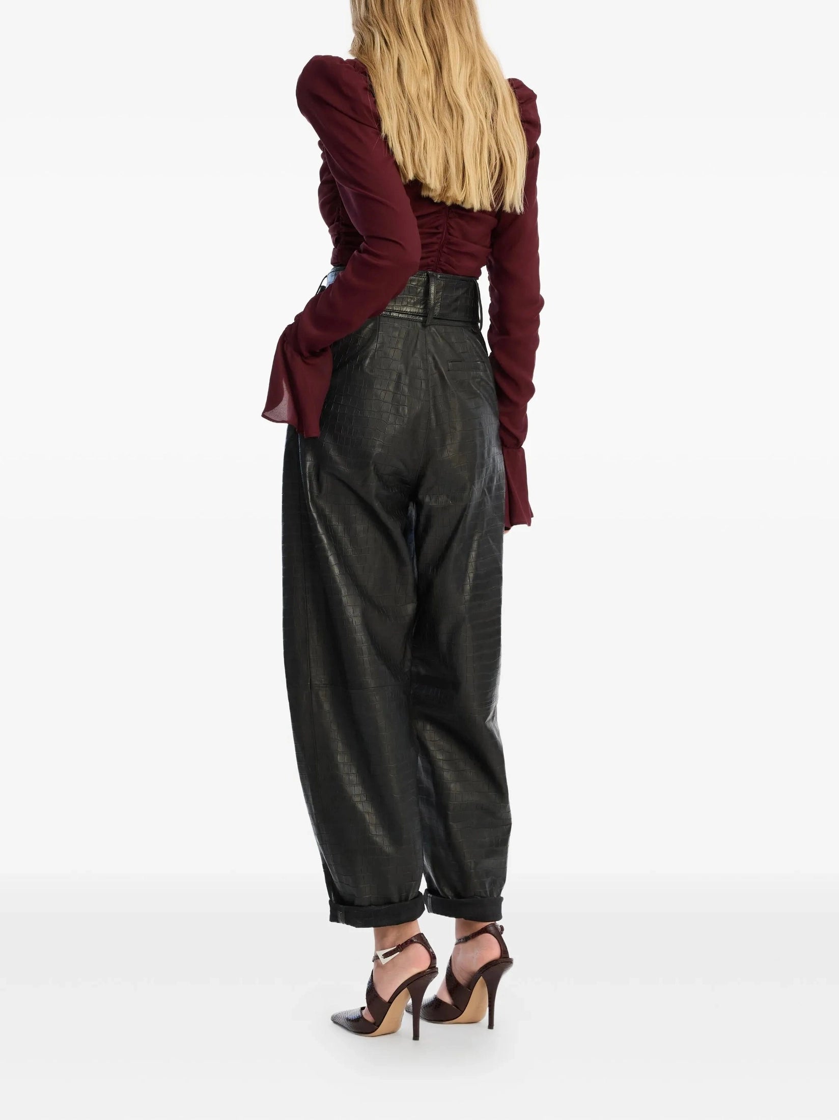 Chiffon ruched ls top