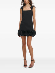 BLACK CREPE 3D FLOWER MINI DRESS