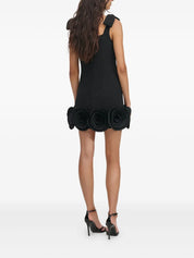 BLACK CREPE 3D FLOWER MINI DRESS