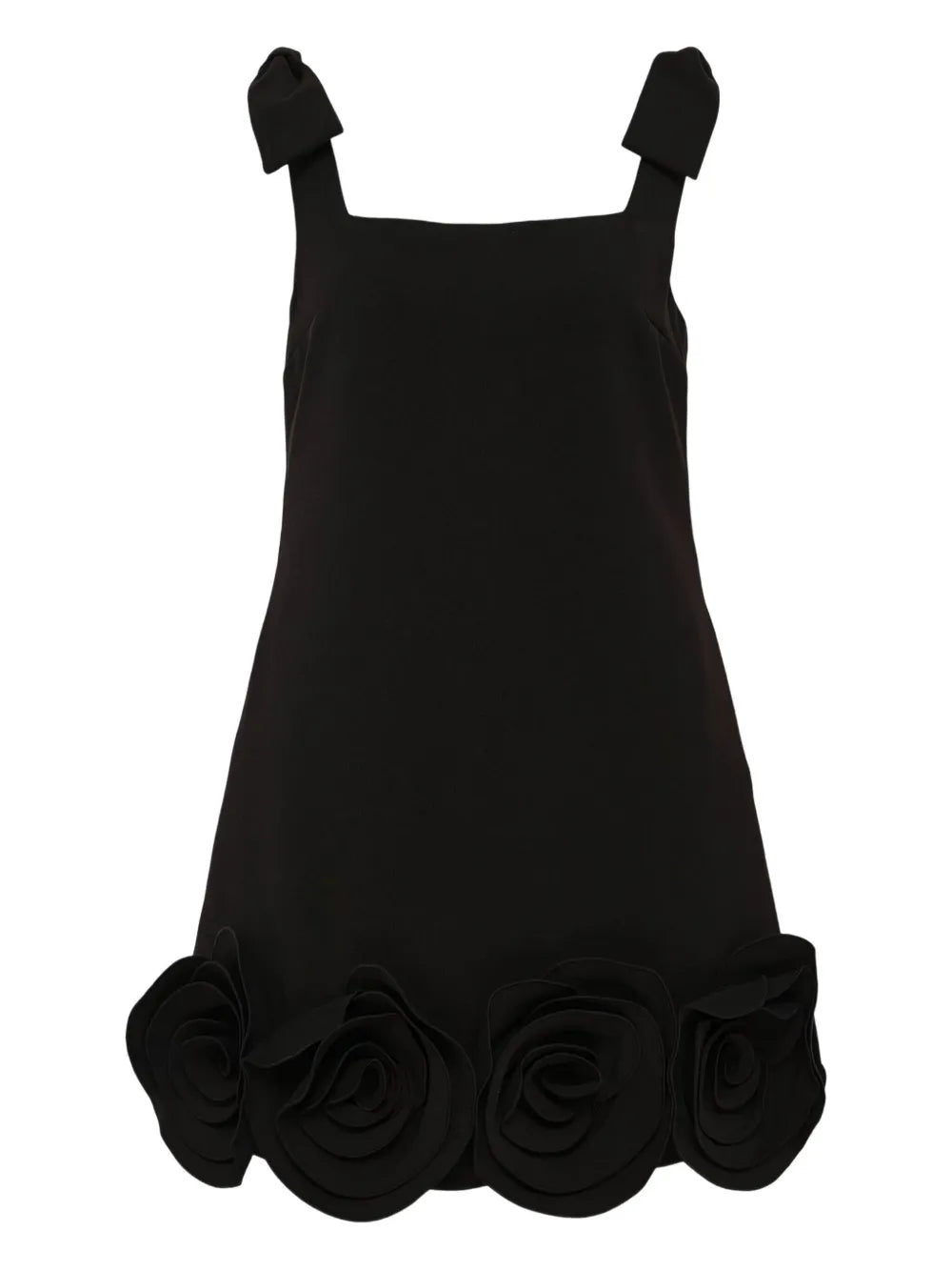 BLACK CREPE 3D FLOWER MINI DRESS
