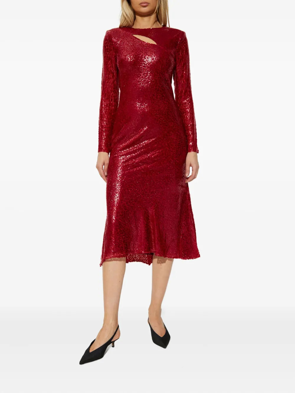 RED FIL COUPE MIDI DRESS