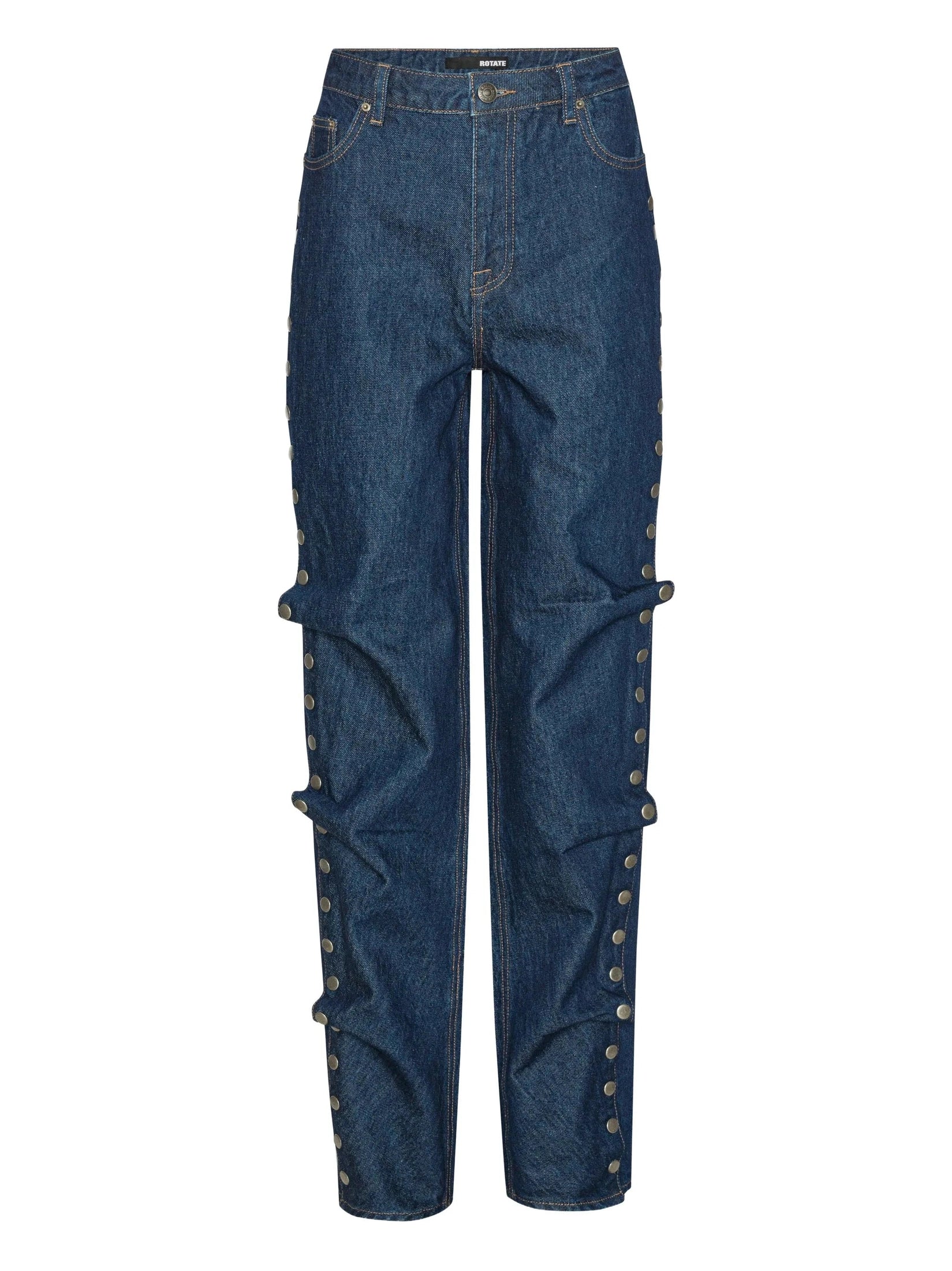 Buttoned wide leg jeans