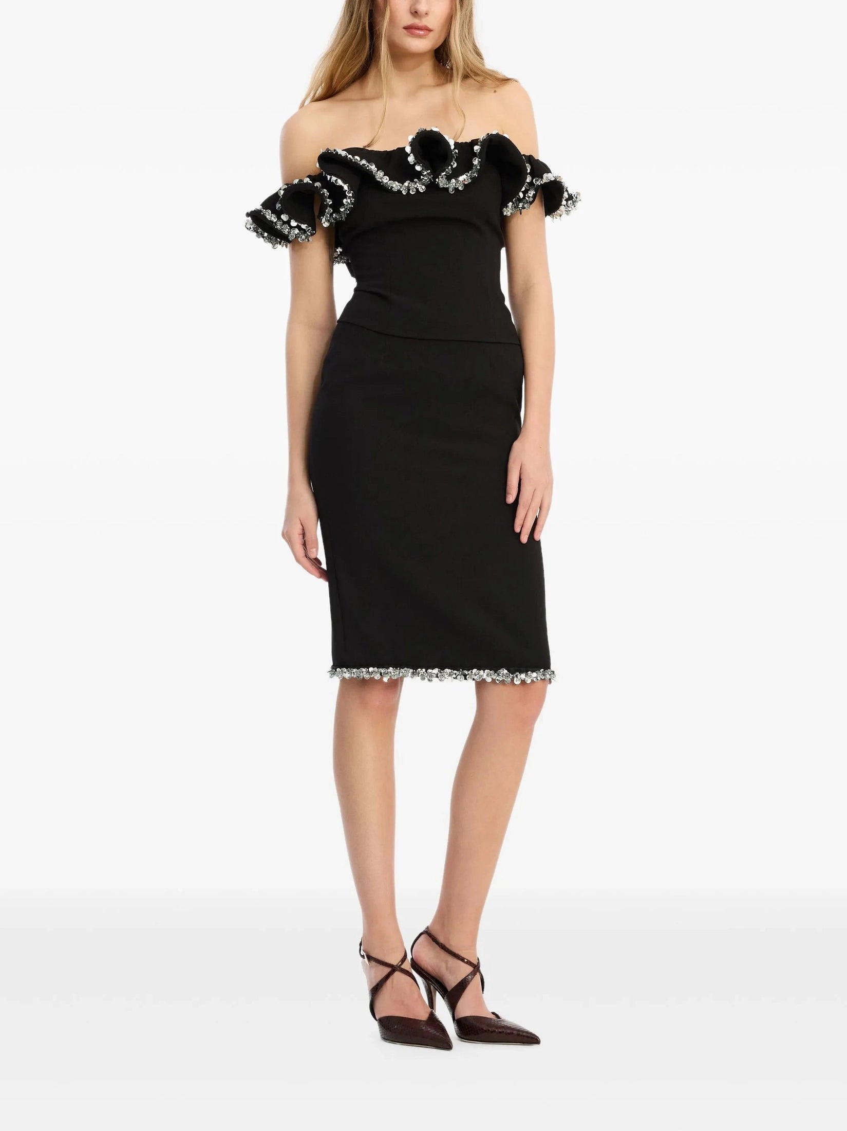 Crepe ruffle top