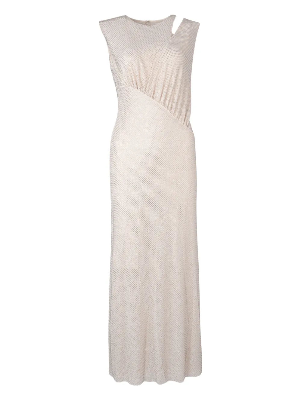 CHAMPAGNE RHINESTONE CUT OUT MIDI DRESS