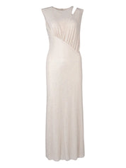 CHAMPAGNE RHINESTONE CUT OUT MIDI DRESS